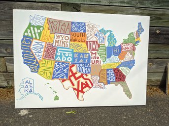 Pottery Barn Map Of The United States Printed On Canvas #8