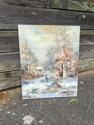 Signed Landscape Painting On Canvas #13