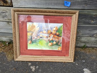 Framed Watercolor Painting Of Pumpkins #20