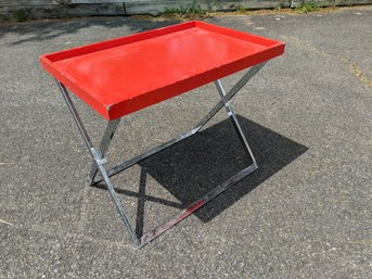 Modern Red Side Table On A Chrome Base