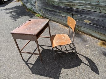Vintage Childs School Desk And Chair