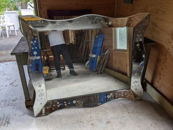 Large Vintage Mirror With Etched Details