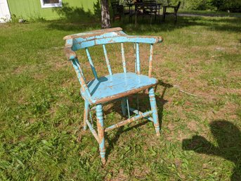 Antique Early Blue Barrel Chair