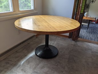Round Pedestal Table With A Maple Butcher Block Top