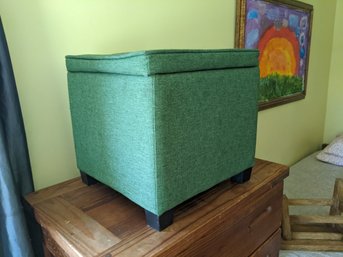Green Upholstered Ottoman With Storage