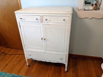 Vintage Tall White Painted Dresser