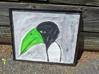 Outsider Artist Painting Of A Crow By Late Earl Swanigan #35