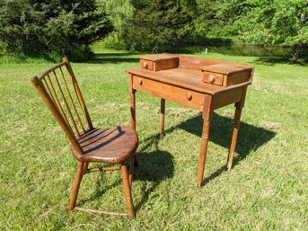 Antique Child's Desk And Chair