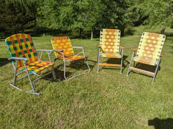 Collection Of Four Aluminum Folding Chairs And Rocker