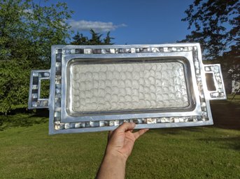 Metal Tray With Mother Of Pearl Boarder By Gulia Knight