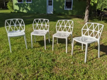 Set Of Four White Alchemia Chairs, Connubia By Calligaris Italy