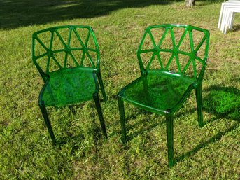 Set Of Two Green Alchemia Chairs, Connubia By Calligaris Italy