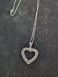 Sterling Marcasite Heart Pendant And Chain