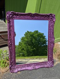 Large Antique Mirror Painted Metalic Purple