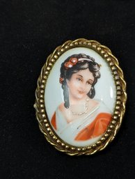 Goldette Painted Cameo
