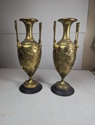 Pair Of Brass Urn