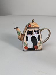 Miniature Cat Enamel Teapot