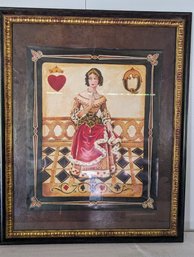 Harlequin Poster Queen Of Hearts  Matted & Framed