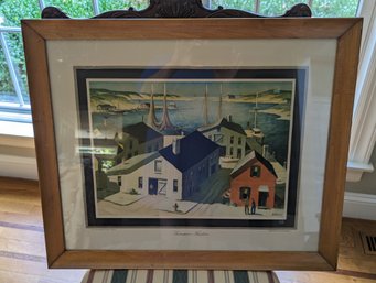 A Reproduction Of A Henry Gasser Oil Painting Titled Summer Harbor