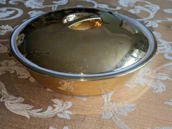 Vintage Royal Worcester Lustre Gold Round Covered Dish & Lid