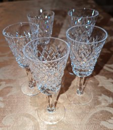 Vintage Waterford 'Alana' Pattern Glasses Set Of 5 Sherry Glasses