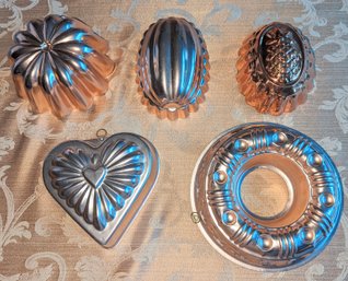 Lot Of 5 Vintage Copper Jello Wall Hanging/Molds