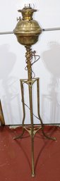 Antique Bradley & Hubbard Victorian Oil Lamp Converted To Floor Lamp