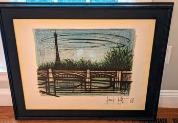 Bernard Buffet Signed Lithograph ' Eiffel Tower Paris Bridge'