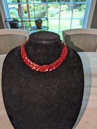 Vintage Red Leaf Design Necklace