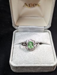 Sterling Peridot Ring Sz 8.75