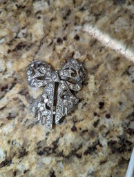 1930'40's Silver Plate & Rhinestone Garment Clip