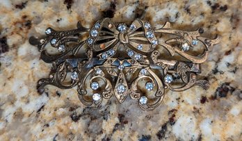 Antique Gold & Rhinestone Barrette