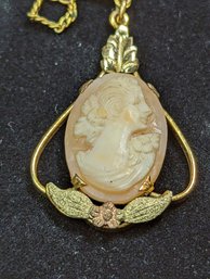 Antique Necklace And Cameo Pendant Gold Filled