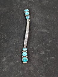 Sterling Turquoise Watch Band Signed TD