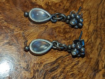 Vintage Moonstone & Silver Earrings