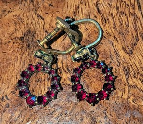 Vintage Gold & Garnet Earrings