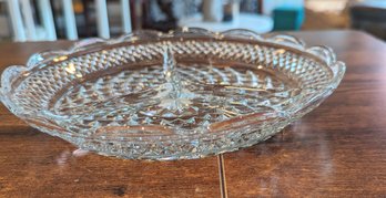 1960's Vintage Cut Crystal Anchor Hocking Divided Dish