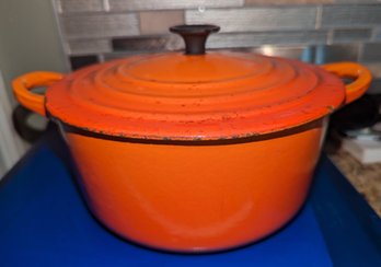 Vintage Le Creuset 'B' Enameled Dutch Oven Pot With Lid