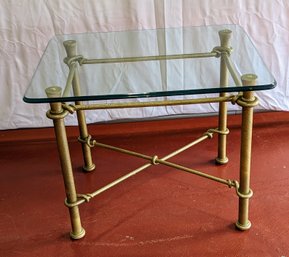 Gold Iron Table With Glass Top