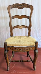 Vintage French Woven Rush Ladder Back Chair