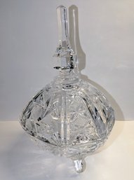 Vintage Lidded Crystal Cut 3 Footed Candy Dish