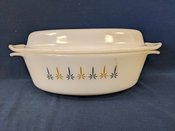 FireKing 433 Candle Glow 1&1/2QT Covered Casserole Anchor Hocking