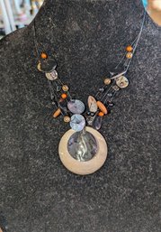 Multi Cord Shell & Beaded Necklace