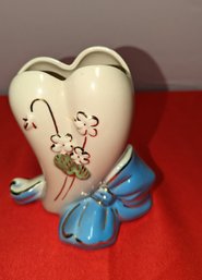 Vintage Bow Heart Shaped Vase