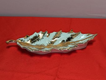 Vintage Limoges Gold Accented Leaf Dish