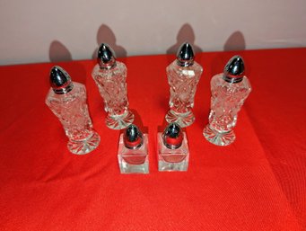 3 Sets Of Crystal Salt & Pepper Shakers