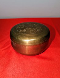 Antique Solid Brass Hand Forged & Detailed Korean Round Box