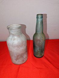 Lot Of 2 Sea Glass Bottles