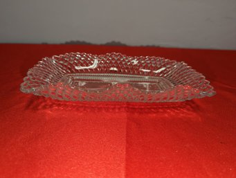 Vintage Clear Cut Crystal Ruffled Edge Serving Dish