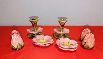 Lot Of 8 Assorted Hand  Rose Decor Items